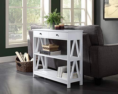 White Finish 3-Tier Console Sofa Entryway Table A-Design Sides with Shelf and Two Drawers by RAAM... | Amazon (US)