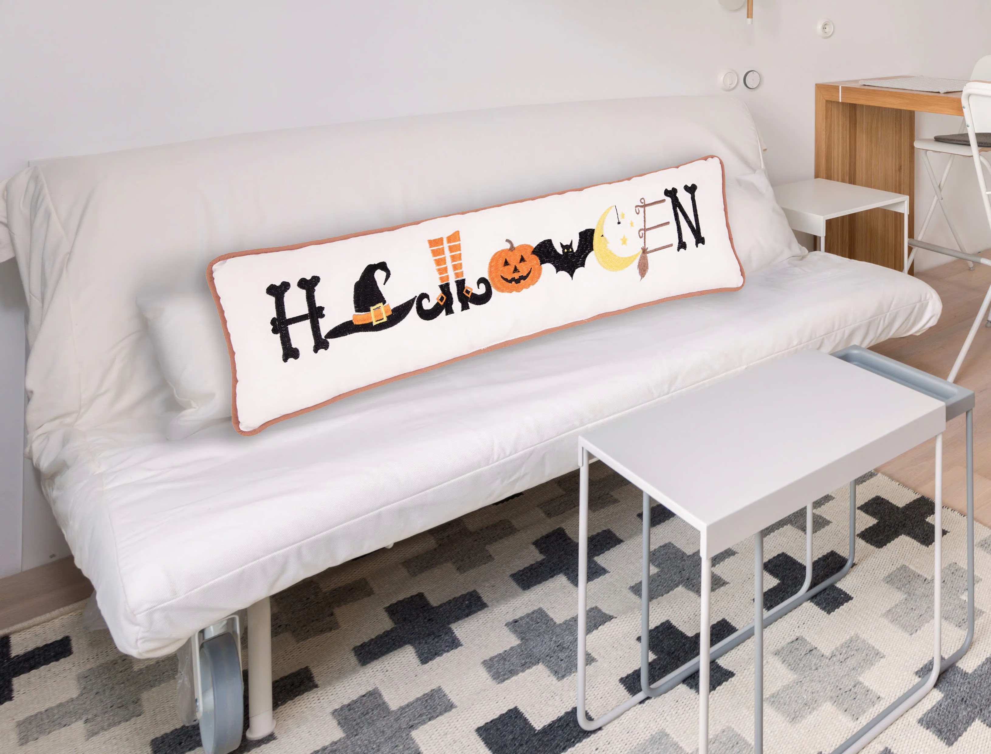 24" x 6" Halloween Embroidered Throw Pillow | Wayfair North America
