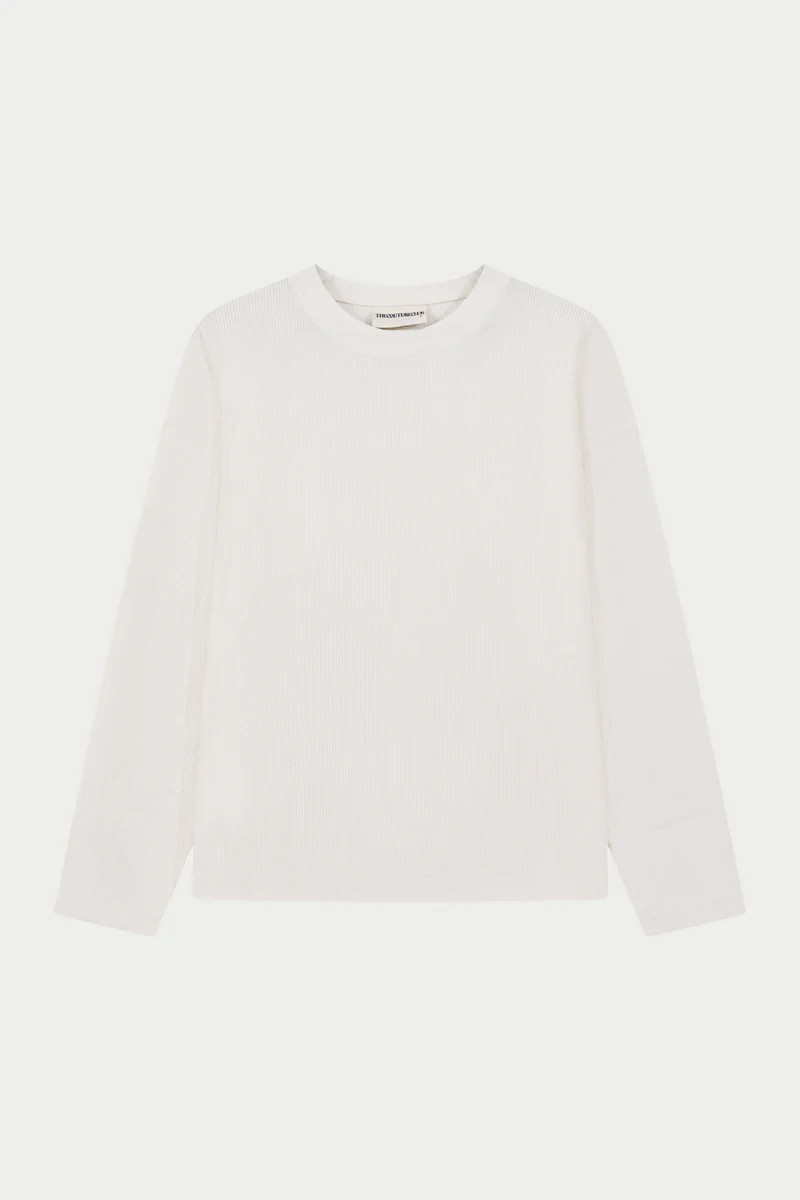 WAFFLE LONG SLEEVE T-SHIRT - OFF WHITE | The Couture Club