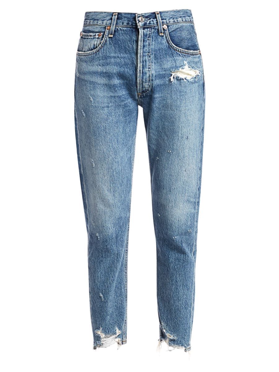 Jamie High-Rise Classic-Fit Ankle Distressed Jeans | Saks Fifth Avenue