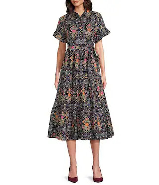 Torian Short Sleeve Midi Dress | Dillard's