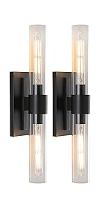 YUYI Brass Wall Sconces Set of Two, Bathroom Light with Clear Glass Shade, Wall Lamp Indoor Vanit... | Amazon (US)