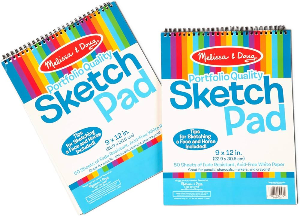 Melissa & Doug Sketch Pad (9 x 12 inches) - 50 Sheets, 2-Pack - Kids Drawing Paper, Drawing And C... | Amazon (US)