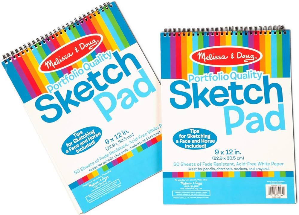 Melissa & Doug Sketch Pad (9 x 12 inches) - 50 Sheets, 2-Pack - Kids Drawing Paper, Drawing And C... | Amazon (US)