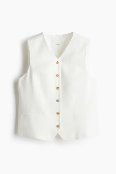 H & M - Linen-blend suit waistcoat - White | H&M (AU)