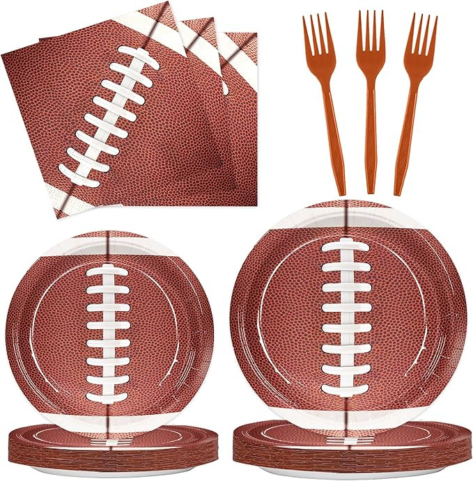 96pcs Football Party Plates Napkins Football Party Supplies American Rugby Disposable Tableware S... | Amazon (US)