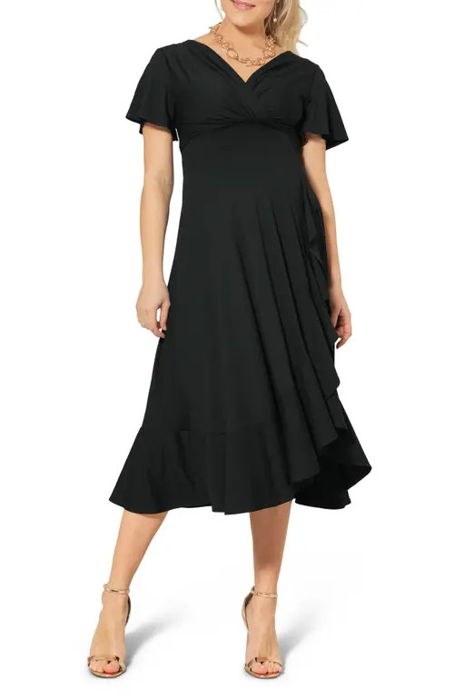 Tiffany Rose Waterfall Midi Maternity Dress in Black at Nordstrom, Size 0 | Nordstrom