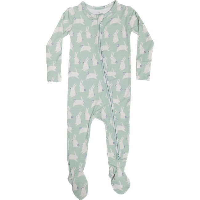 Bunny Super Soft Footie Pajama, Mint | Maisonette
