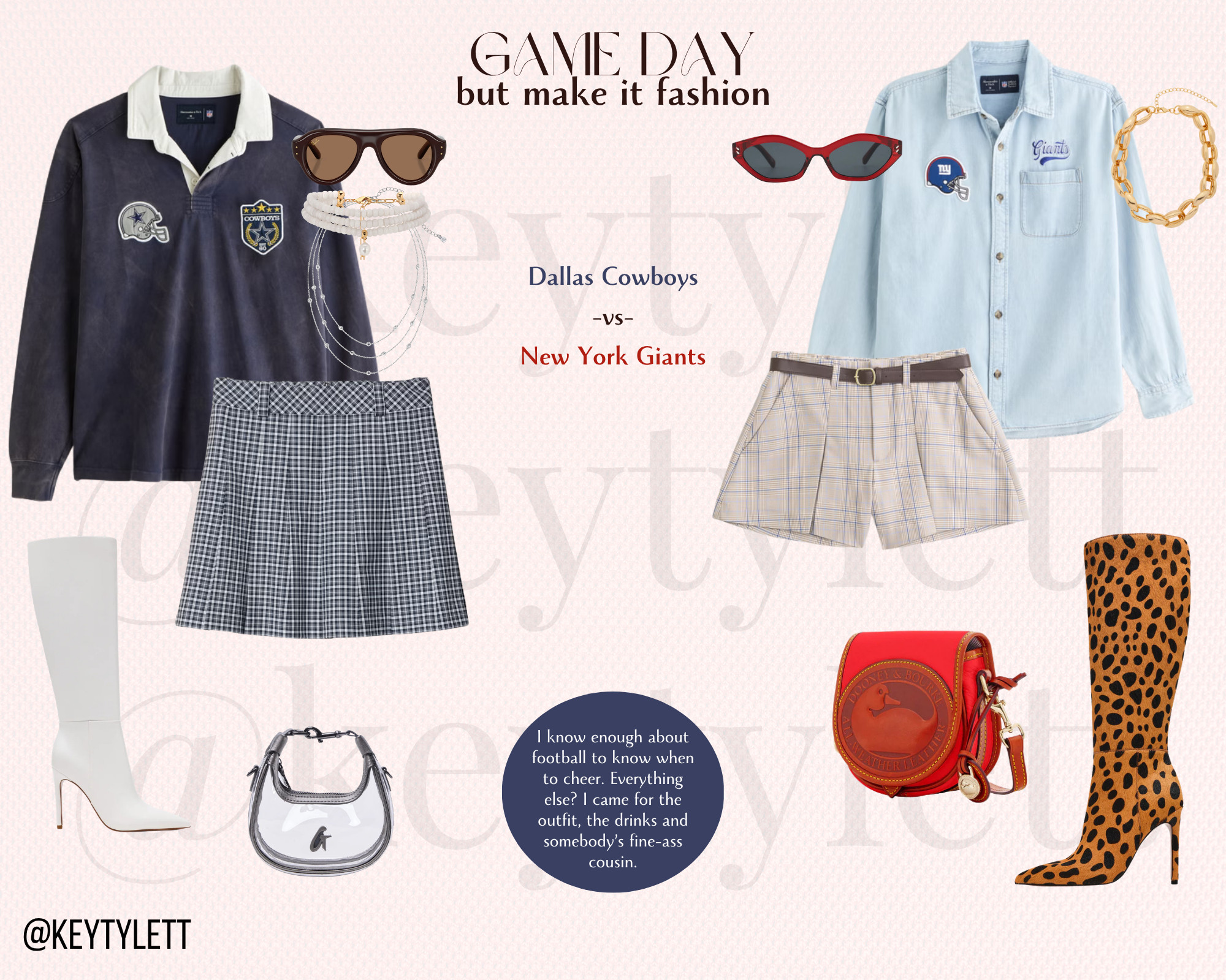 Football season is officially part of the wardrobe. 🏈 Cowboys vs. Giants, but I’m more concerned with the styling matchup. Team colors, statement boots, unexpected accessories and absolutely no requirement that game-day fashion starts and ends with a jersey. 

Which side are you wearing? 

 #GameDayStyle #FootballOutfit #CowboysStyle #GiantsStyle #GameDayFashion #FootballSeason #StadiumStyle #StatementStyle #LTKFashion #DallasStyle #LTKootd #LTKActive #LTKMidsize