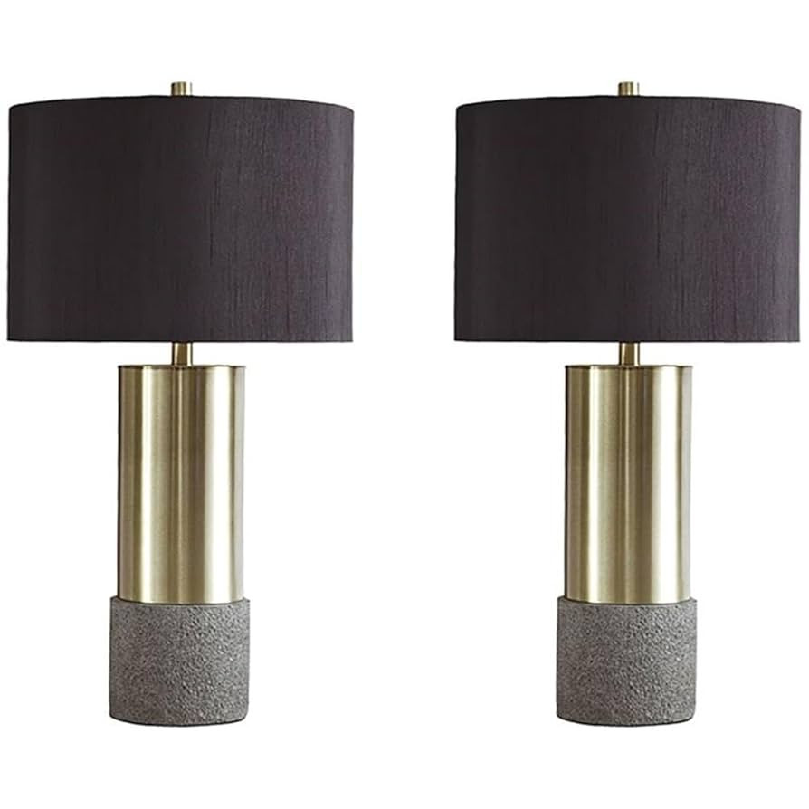 BOWERY HILL Modern Metal Table Lamp in Gray and Brass (Set of 2) | Amazon (US)