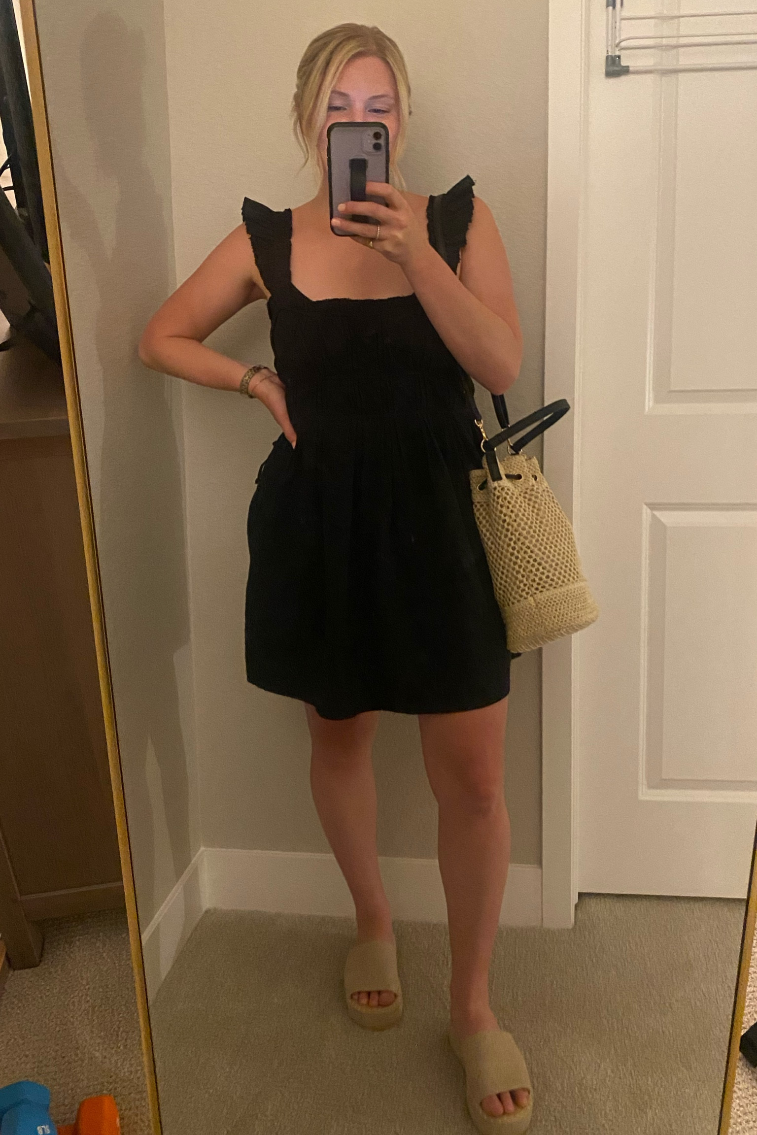 Easy summer outfit. 
Free People Dress (runs large). Matisse  Sandals( tts). Perfect everyday Amazon bag and watch 

#LTKstyletip #LTKSeasonal #LTKshoecrush