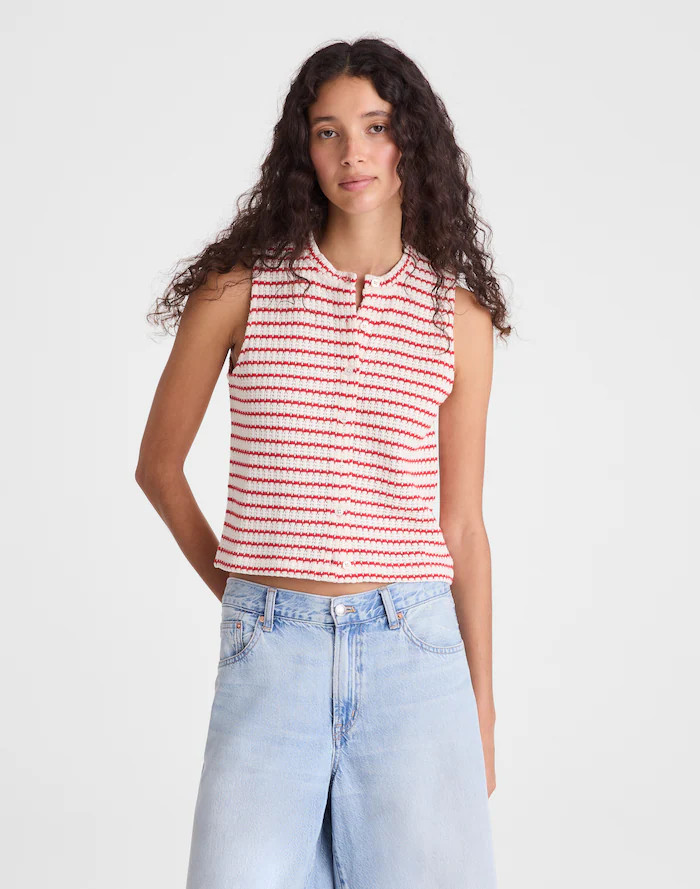 Textured-Knit  Button-Front Shell Top | Madewell