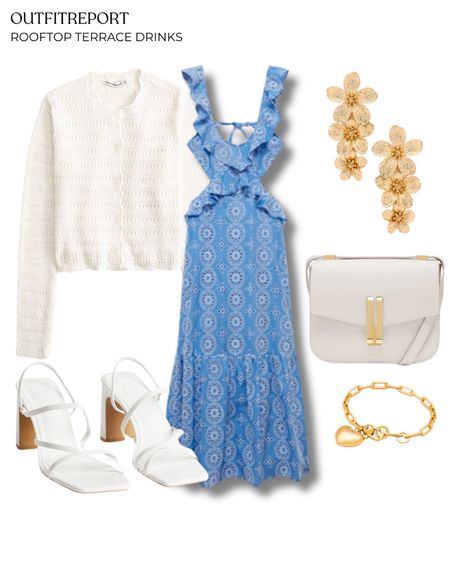 Cardigan blue maxi dress sandals heels demellier handbag gold jewellery summer spring outfit 

#LTKbag #LTKstyletip #LTKshoes