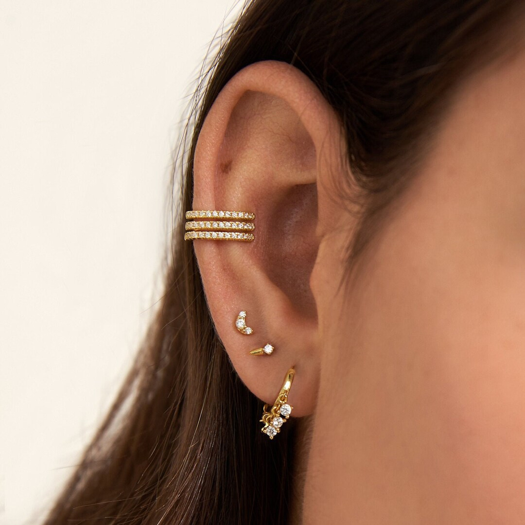 Tiny spike stud, Cz dangle studs, Cz stud earrings, Gold studs, Dainty stud earrings, Cz dangle s... | Etsy (US)