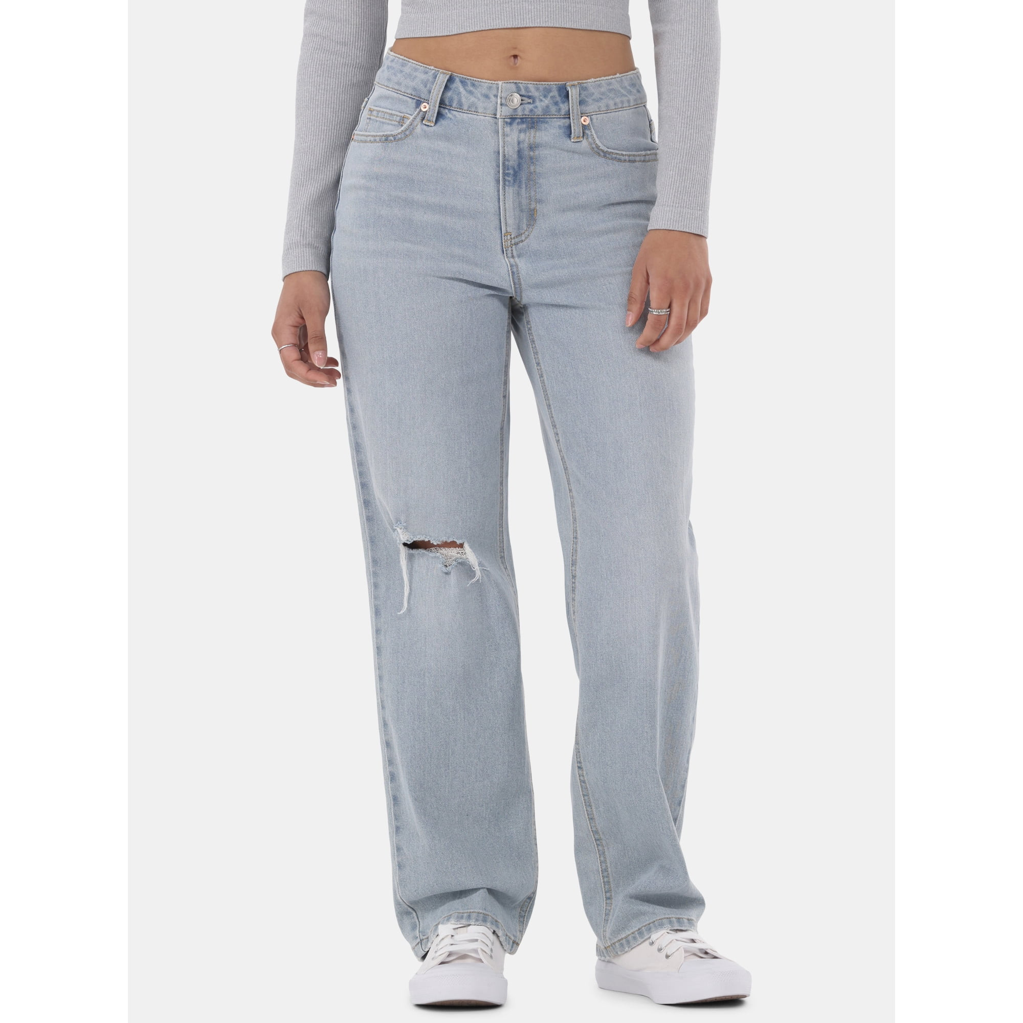 No Boundaries High-Rise Straight Leg Jeans, 30" Inseam, Women’s | Walmart (US)