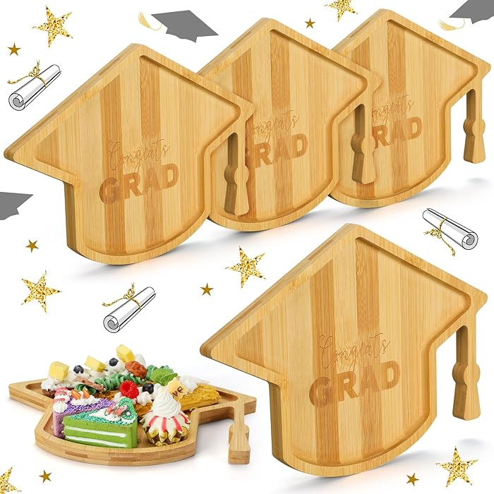GlikCeil 4 Pcs 2026 Graduation Charcuterie Wooden Tray Reusable Serving Trays Fillable Food Servi... | Amazon (US)