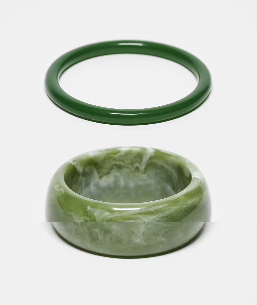 Reclaimed Vintage bangle 2 pack in green | ASOS (Global)