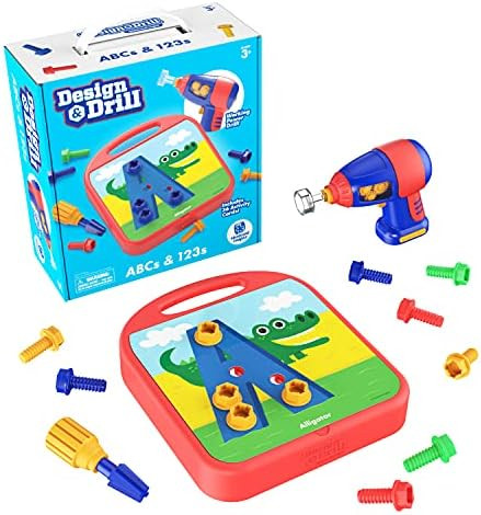 Educational Insights Design & Drill ABCs & 123s, 90 Pieces with Electric Drill Toy, Preschool & Todd | Amazon (US)