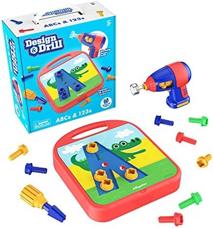 Educational Insights Design & Drill ABCs & 123s, 90 Pieces with Electric Drill Toy, Preschool & Todd | Amazon (US)
