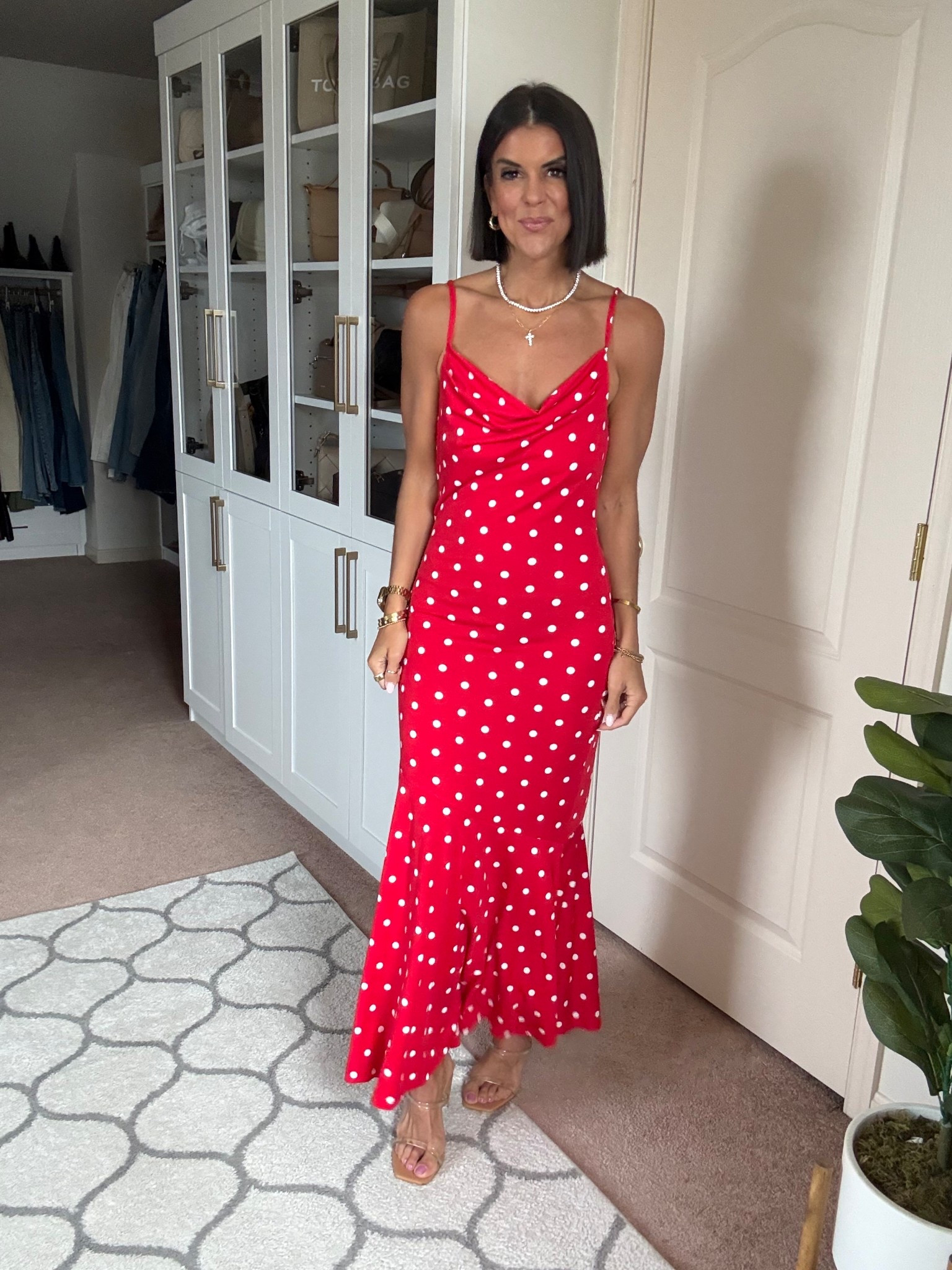 Love this polka dot dress! I'm 5'5 and in size small. Shoes fit true to size.

#LTKSeasonal