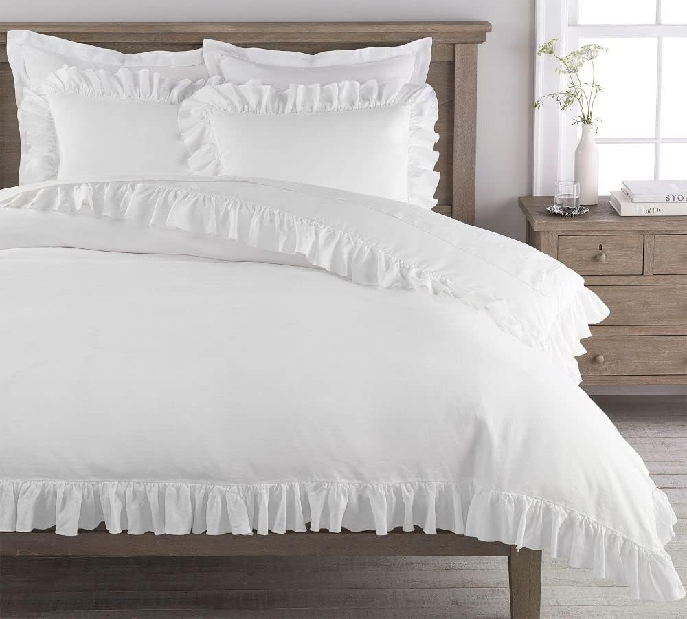 Kotton Culture 100% Egyptian Cotton Ruffle Trim Fringe Duvet Cover Set (1 Duvet Cover & 2 Pillow ... | Amazon (US)
