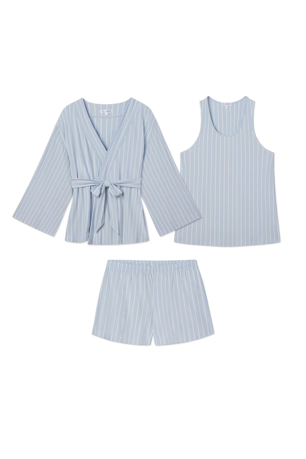 DreamModal Kimono Shorts Bundle in Fog Vertical Stripe | Lake Pajamas
