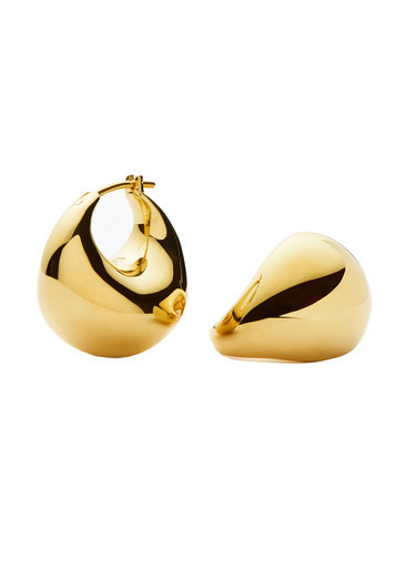 Sculptural dome small 18kt gold-plated hoop earrings | Harvey Nichols