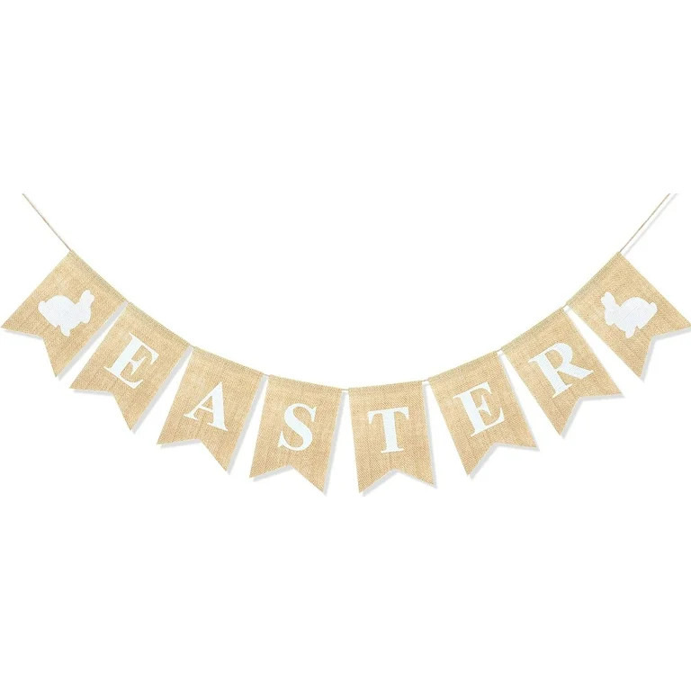 Easter Burlap Banner, Easter Burlap Bunny Garland, Easter Hanging Banner Decorations for Home/Fir... | Walmart (US)