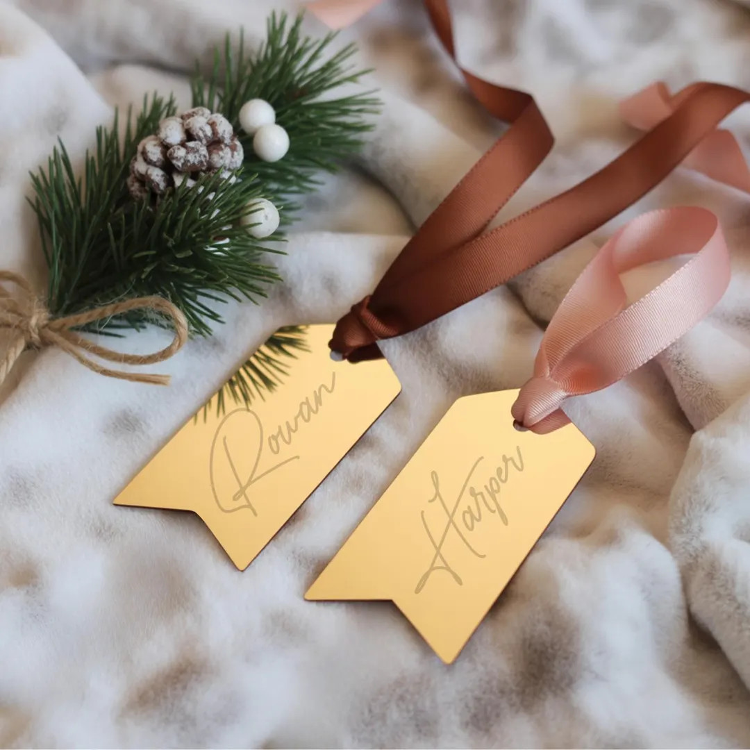 Stocking Name Tags Gold Mirror Personalized Stocking Tags Custom Name Tags for Christmas Holiday ... | Etsy (US)