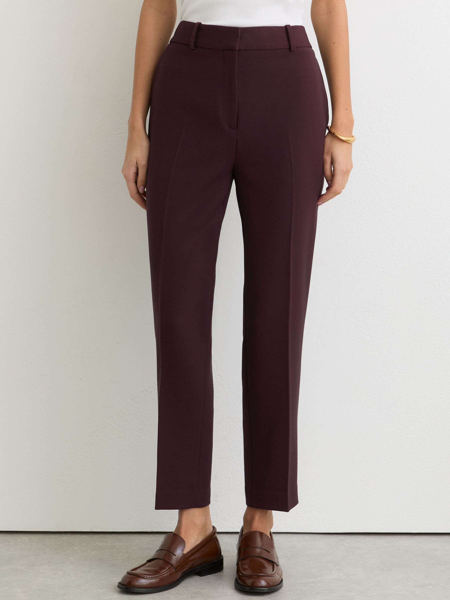 Slim Fit Suit Trousers in Berry | Reiss UK