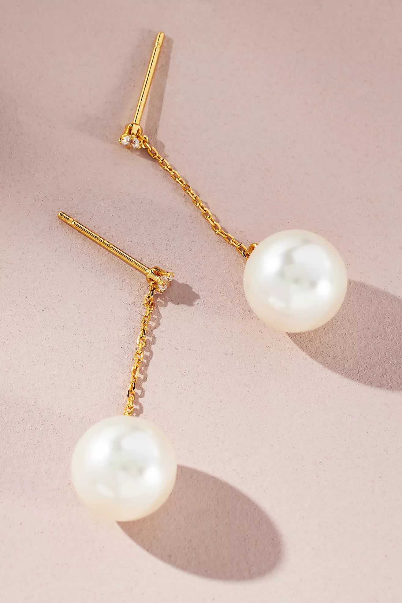 14k Gold Pearl Chain Earrings | Anthropologie (US)