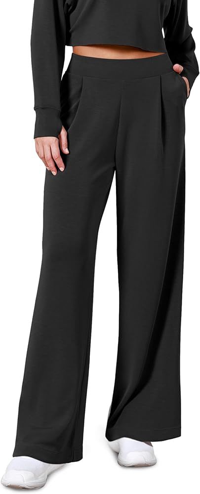 ODODOS Modal Soft Wide Leg Pants for Women High Waist Casual Relaxed Pants with Pockets-27/29"/ 3... | Amazon (US)