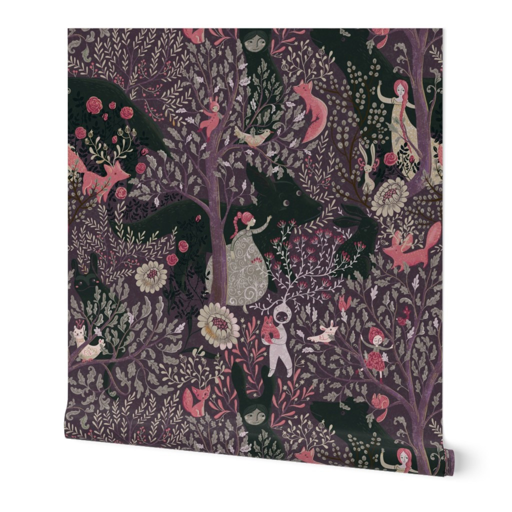 Wallpaper in whimsicalwonderland-purple | Spoonflower