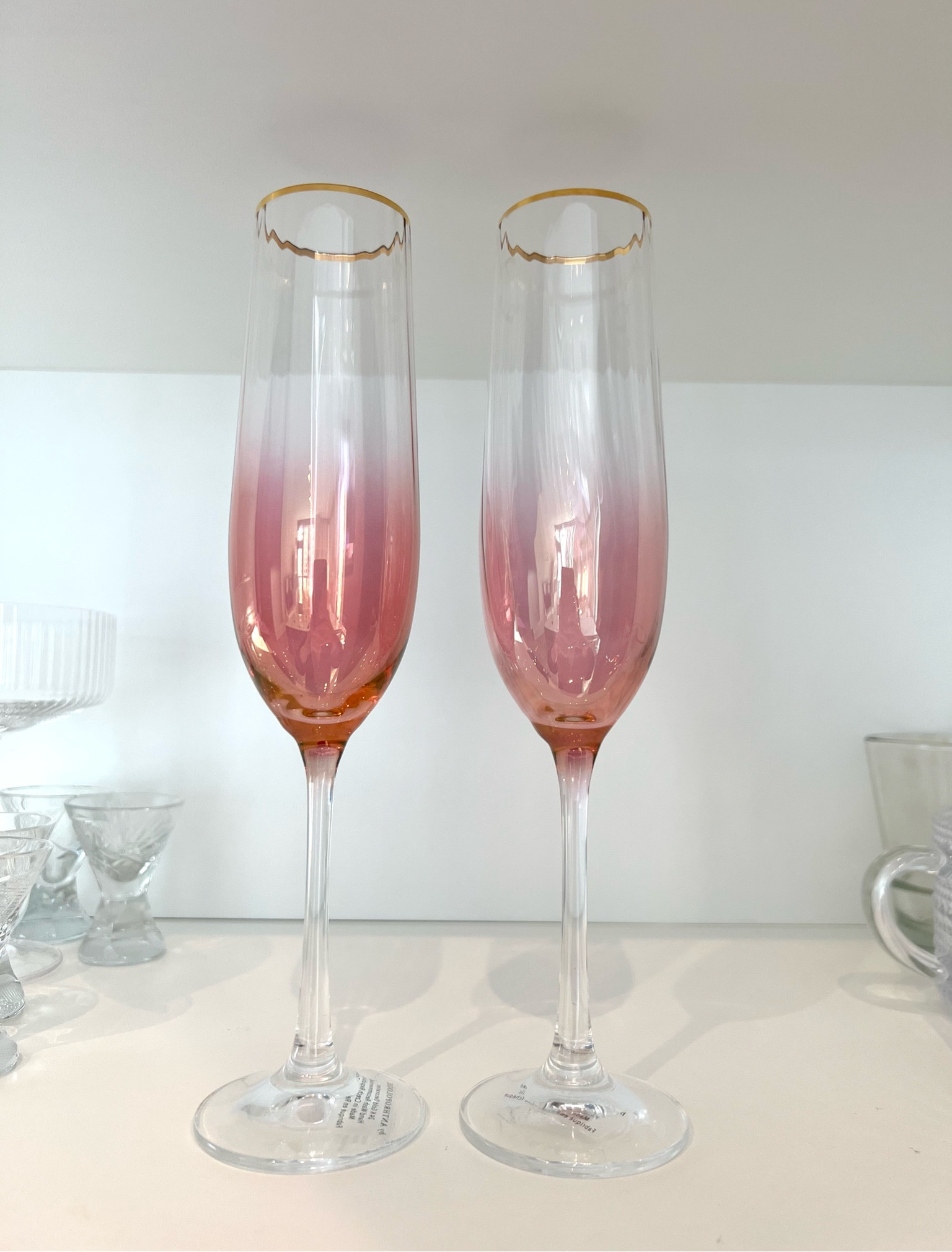 Pink Waterfall Flutes | Anthropologie glassware  

#LTKstyletip #LTKhome #LTKFind