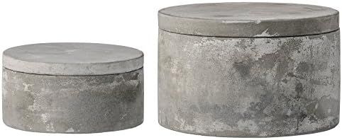 Bloomingville Set of 2 Grey Round Decorative Cement Lids Boxes | Amazon (US)