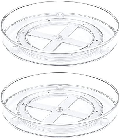 2 Pack Lazy Susan Cabinet Organizer, 10.6" Clear Turntable Organizer Rotating Tray Kitchen Storage S | Amazon (US)