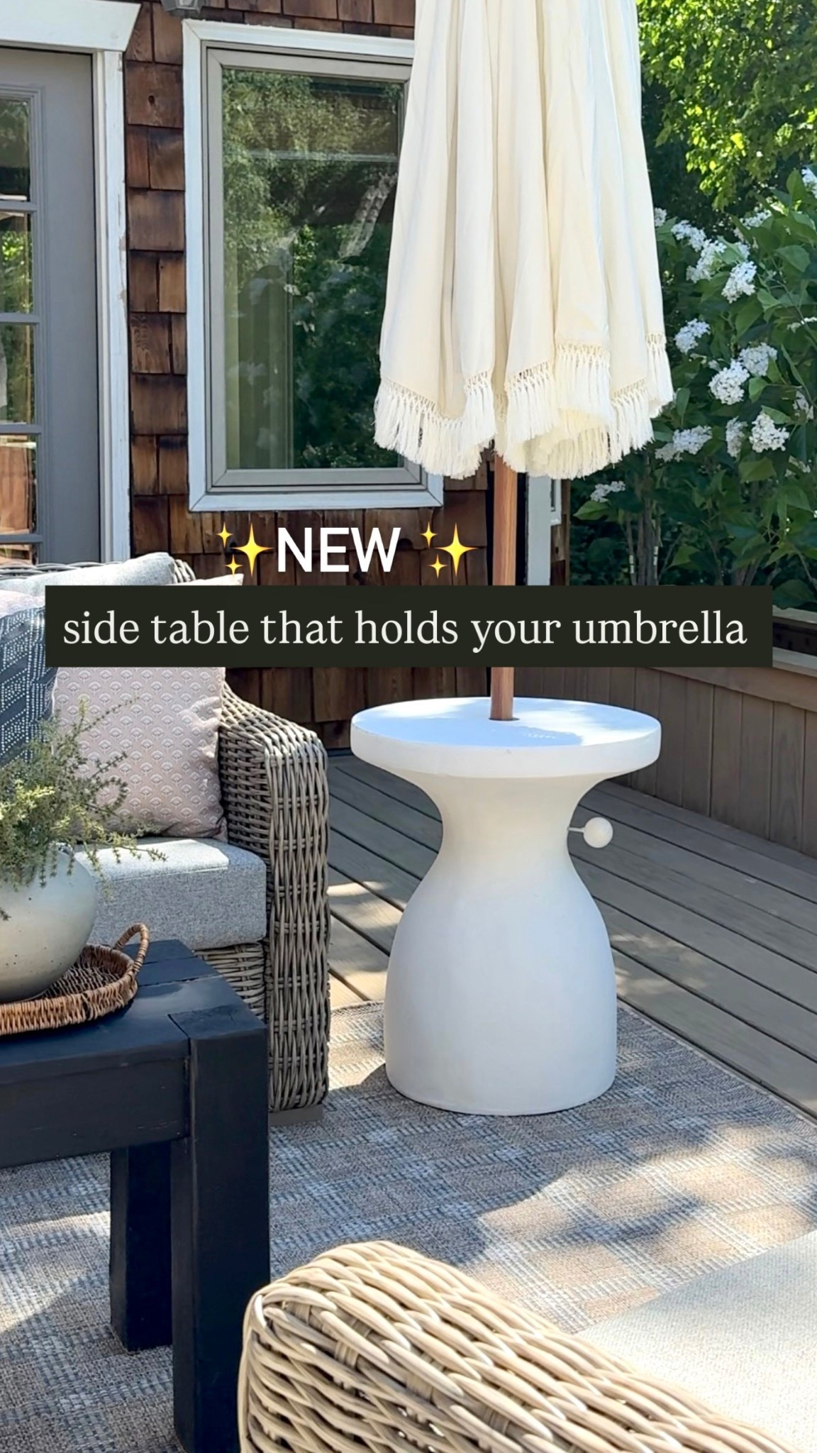 Just found this new side table and it’s such a smart piece 🙌
It holds my umbrella AND works as a side table, so no separate base needed.

I love how it keeps everything streamlined while still looking high-end 🤍
Perfect for drinks, decor, and everyday use on the patio.

Linking it here!
At Home Find | outdoor decor | outdoor pillow | my Texas house | Loloi Topanga rug 

#LTKHome #LTKSeasonal #LTKSaleAlert