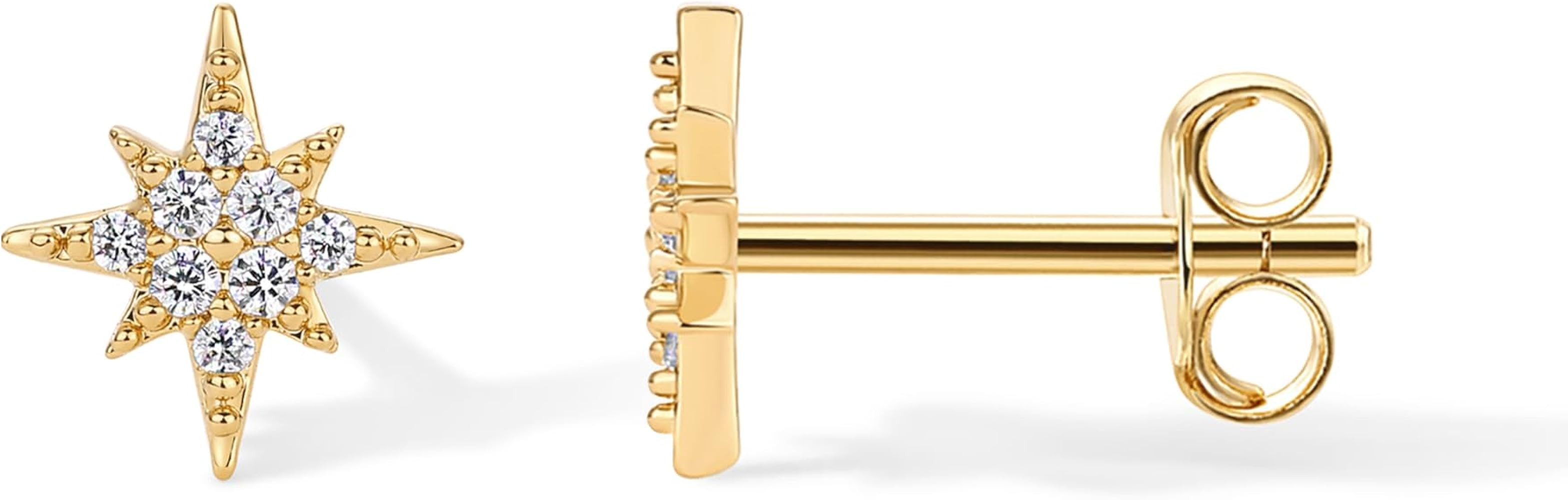 PAVOI 14K Gold Plated Dainty Stud Earrings for Women - 925 Sterling Silver Posts Earrings with Cu... | Amazon (US)