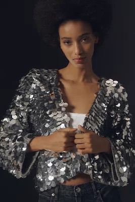 Pilcro Boxy Sequin Sweater | Anthropologie (US)