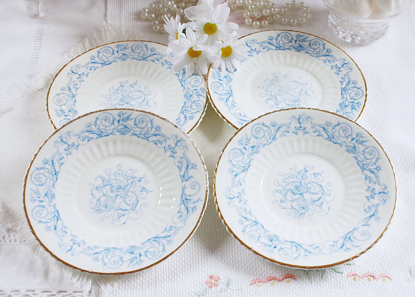 Antique blue and white plates: 4 collectable English bone | Etsy | Etsy (US)