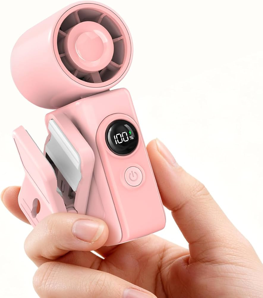 Portable Clip-On Mini Fan, Hands-Free, Turbo Personal Handheld Fans Rechargeable w/ 4 Wind & LED ... | Amazon (US)
