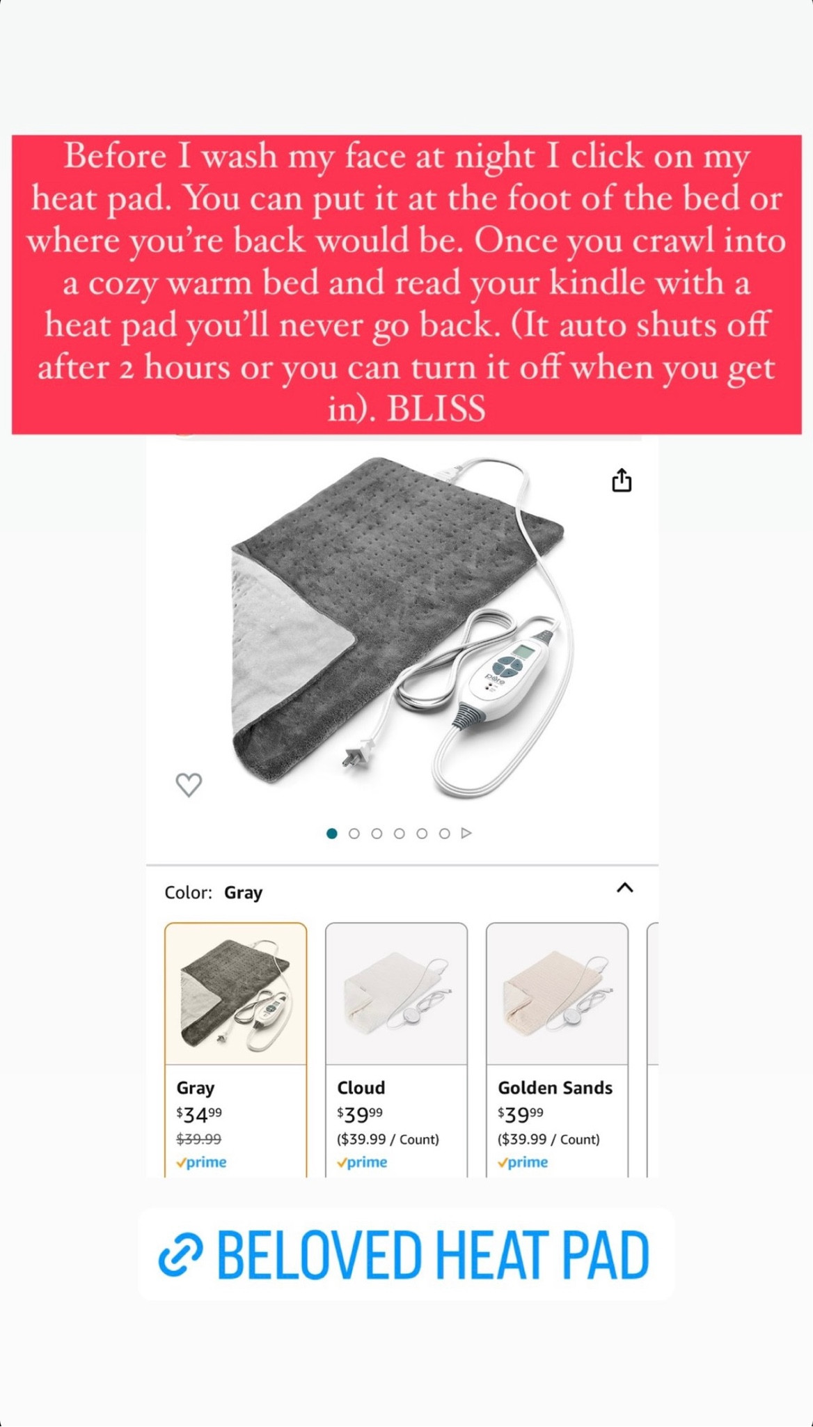 The most underrated self care item! I turn this on a night and put it on my feet or on my back - SO relaxing and comslew

#LTKfindsunder50