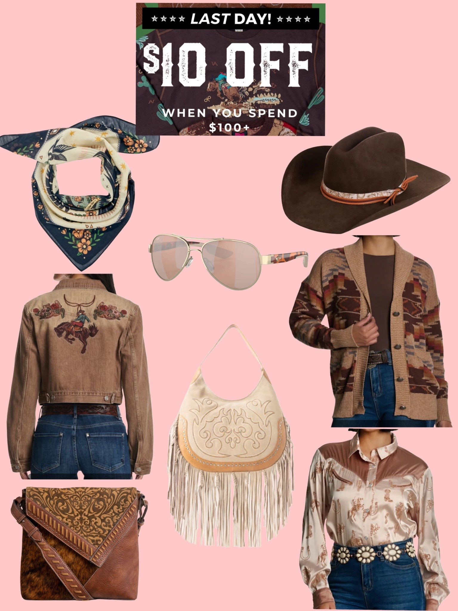 Last day for $10 off sale! Western style accessories, denim, boots, and tops!

#LTKGiftGuide #LTKSeasonal #LTKSaleAlert