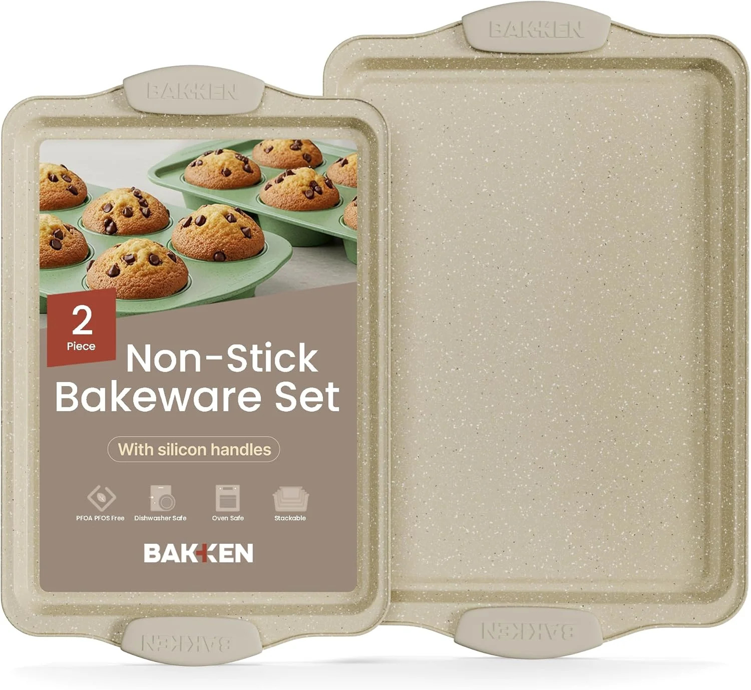 BAKKEN Kitchen Baking Pans – Medium (15.15" × 10.03") & Large (17.1" × 11.8") Nonstick Cookie... | Walmart (US)