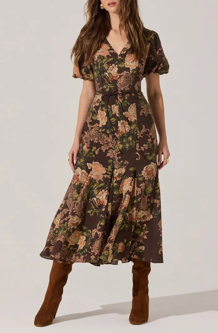 ASTR the Label Lavena Floral Puff Sleeve Midi Dress | Nordstrom | Nordstrom