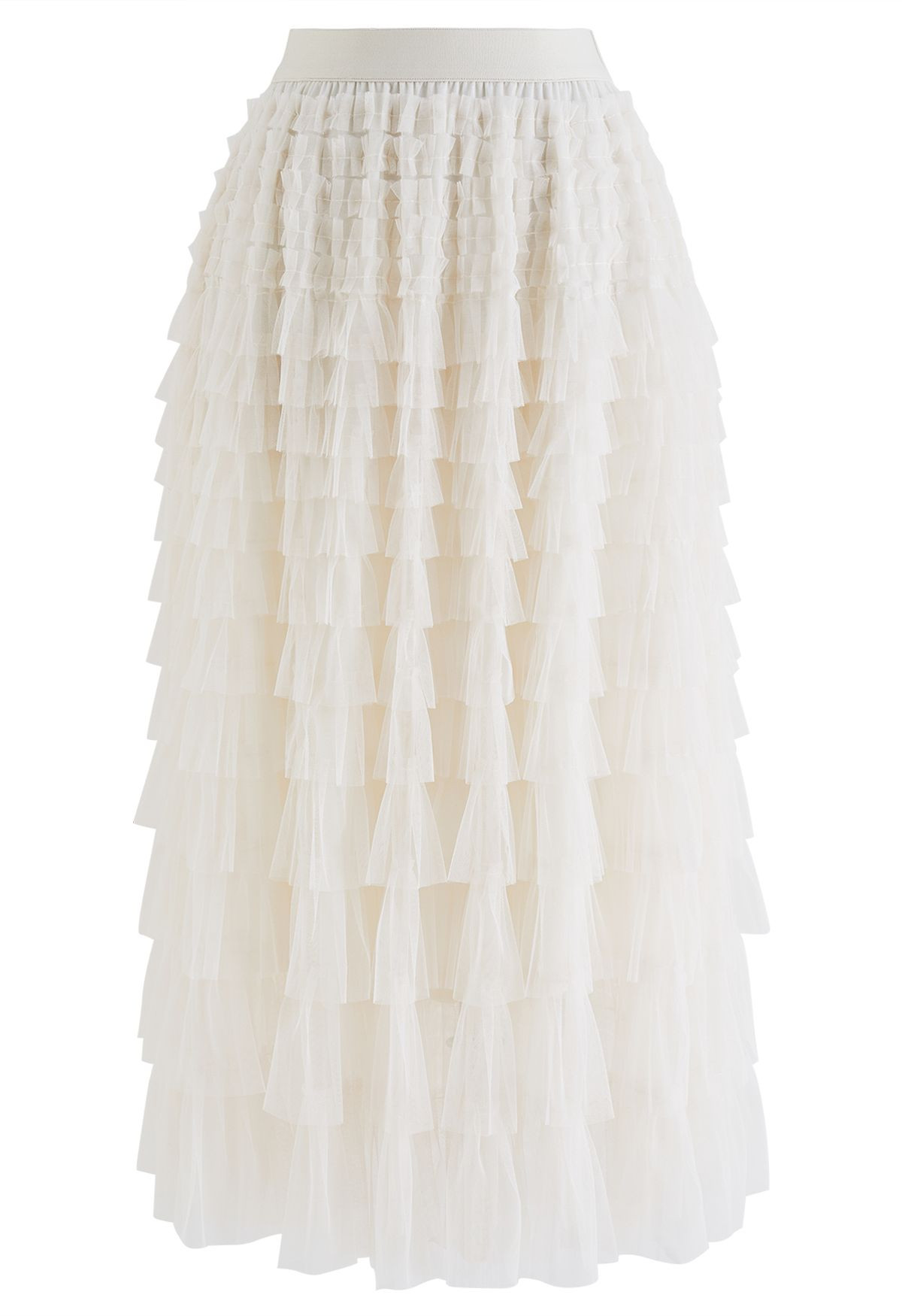 Swan Cloud Midi Skirt in Cream | Chicwish