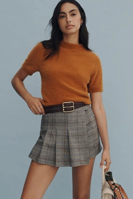 Pilcro Mock-Neck Eyelash Sweater Baby Tee | Anthropologie (US)