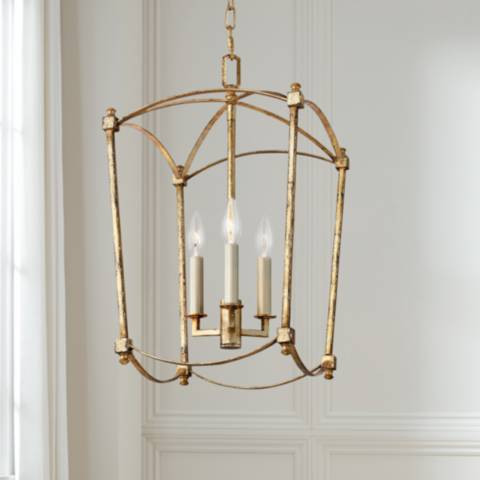 Thayer 12" Wide 3-Light Antique Gild Gold Mini Chandelier - #65K61 | Lamps Plus | Lamps Plus