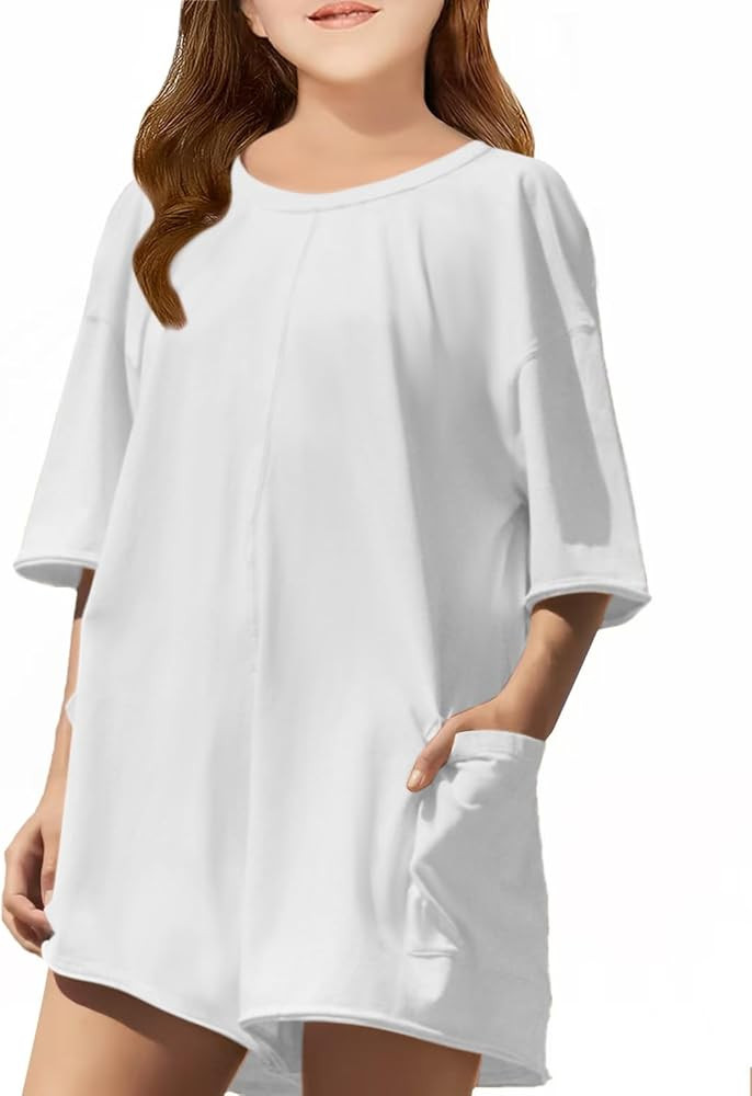 Girls Summer Casual Romper Short Sleeve Oversized Jumpsuit Kids Shorts Teens Fashion Cothes | Amazon (US)