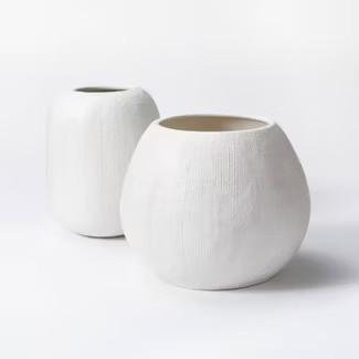 Wide White Textured Vase - Threshold™ designed with Studio McGee | Target
